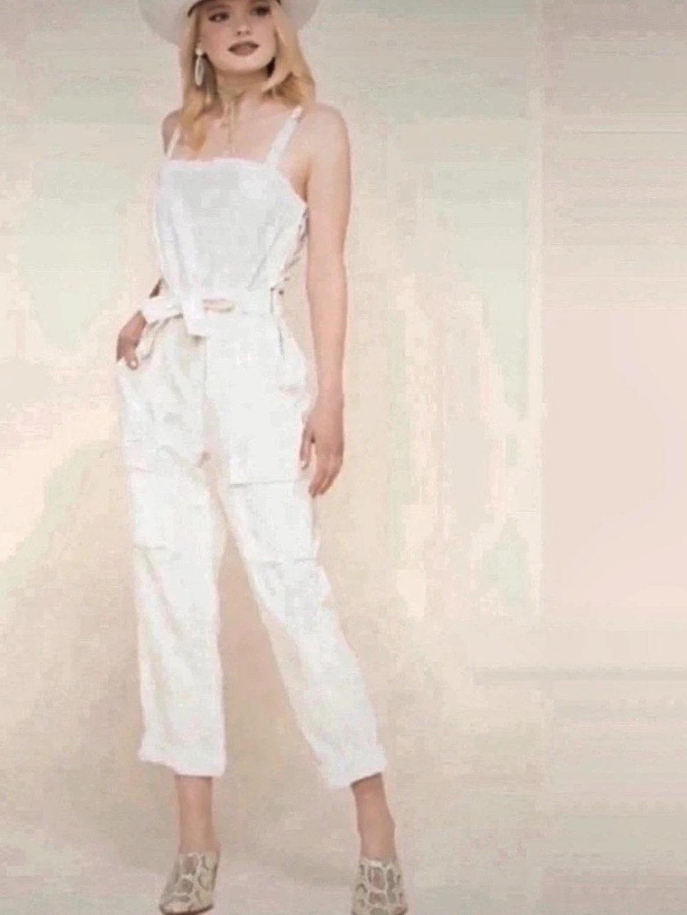 Free People White Utility Jumpsuit